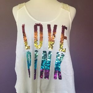 Pink sequence tank top